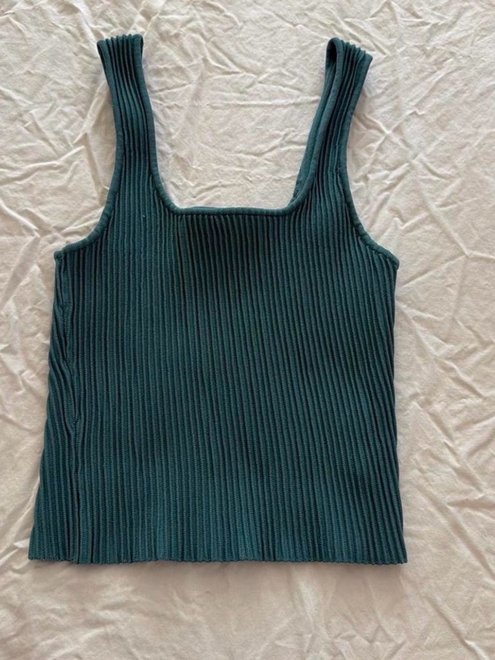 Forever 21 Ribbed Square-Neck Tank Top - Teal
